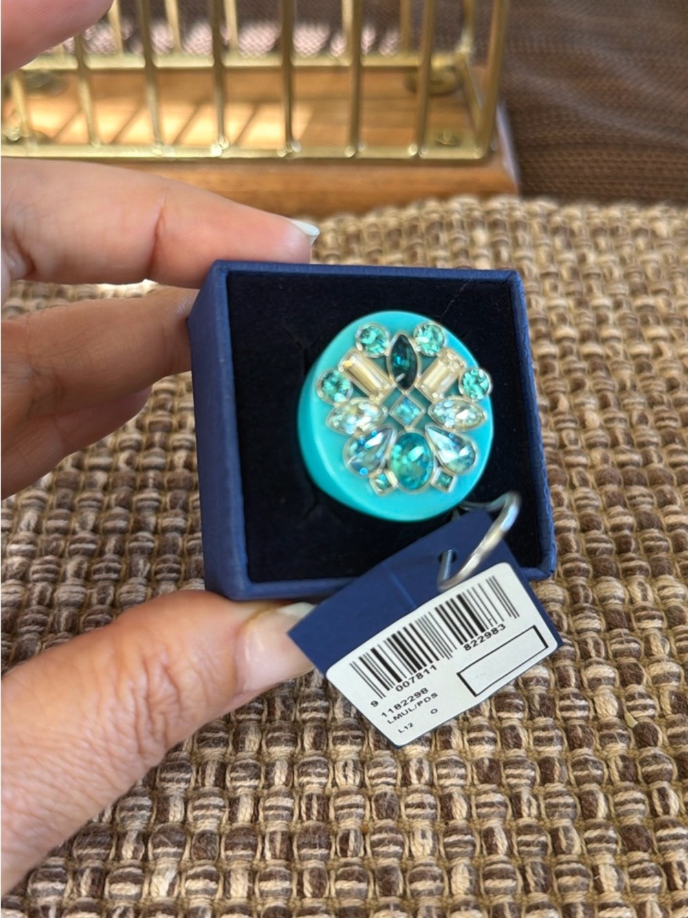 Swarovski Triumphal Ring Turquoise Crystal Cluster Cocktail Ring
